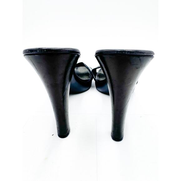 Gucci Logo Black Open Toe Heeled Mule Size 10 - Picture 5 of 9